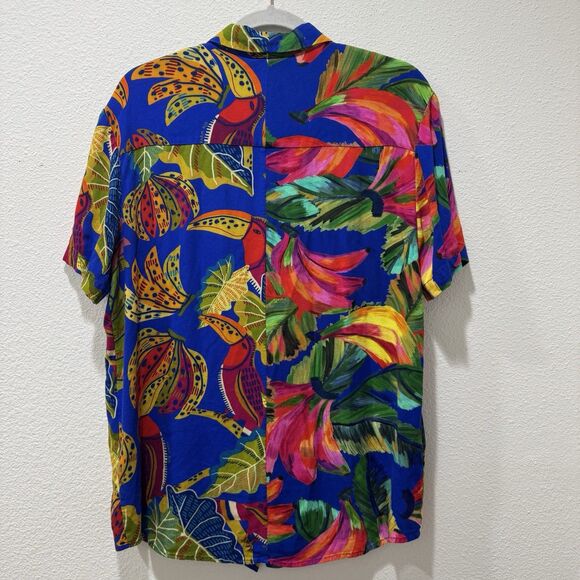 Farm Rio Tropical Button Down Shirt Banana Beaks Floral Mixed Print Sz S - Picture 6 of 9